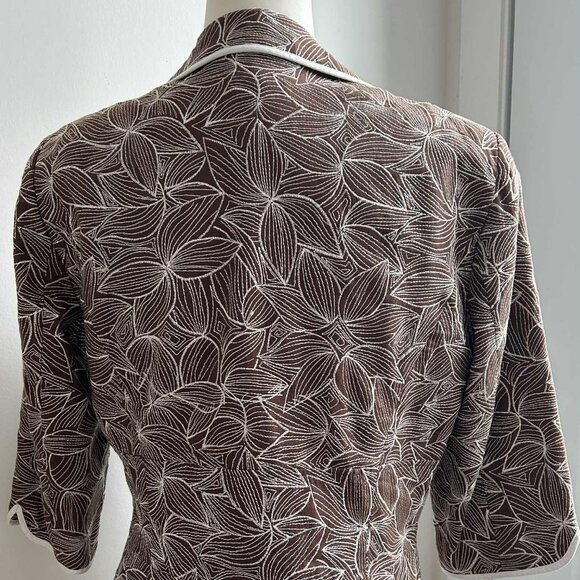 Nygård Collection Chocolate Pure Linen Floral Embroidered Jacket – US 12 - Picture 8 of 11
